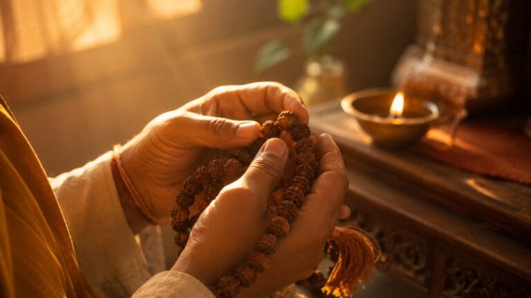 जप में मन की एकाग्रता पाने का प्रयास करता साधक